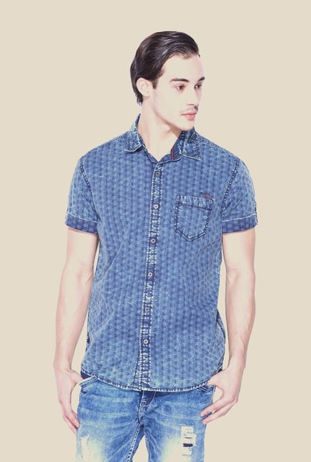 Mufti Blue Printed Shirt Mufti Blue Printed Shirt
