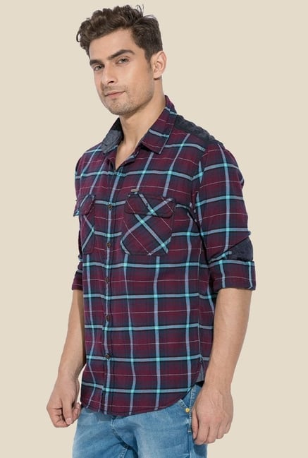 Mufti Wine Checked Shirt Mufti Wine Checked Shirt