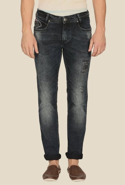 Mufti Grey Distressed Straight Fit Jeans Mufti Grey Distressed Straight Fit Jeans