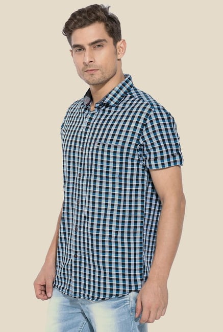 Mufti Blue Checked Shirt Mufti Blue Checked Shirt