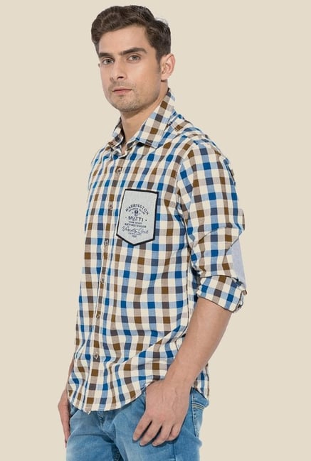 Mufti Brown & Blue Checked Shirt Mufti Brown & Blue Checked Shirt