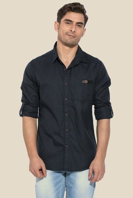 Mufti Black Solid Full Sleeves Shirt Mufti Black Solid Full Sleeves Shirt