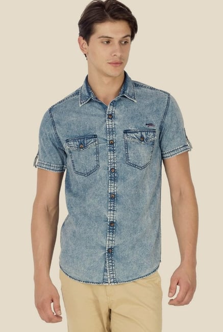 Mufti Light Blue Solid Shirt Mufti Light Blue Solid Shirt