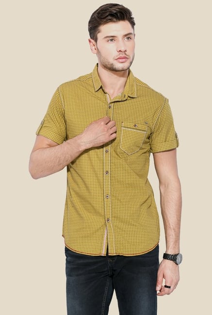 Mufti Mustard Printed Shirt Mufti Mustard Printed Shirt