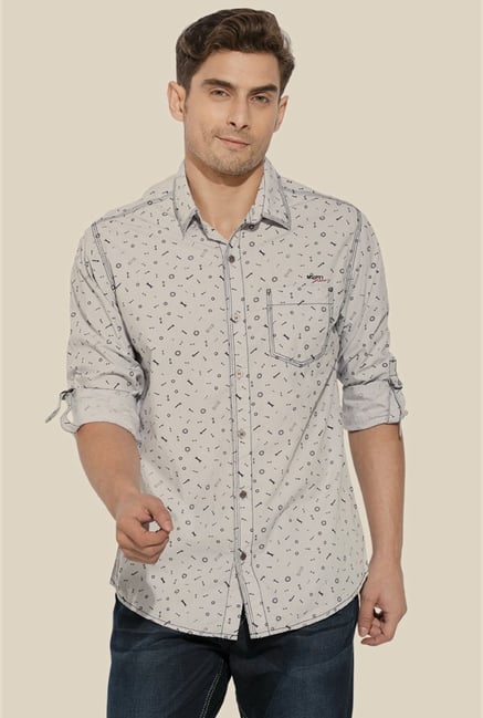 Mufti Grey Printed Shirt Mufti Grey Printed Shirt