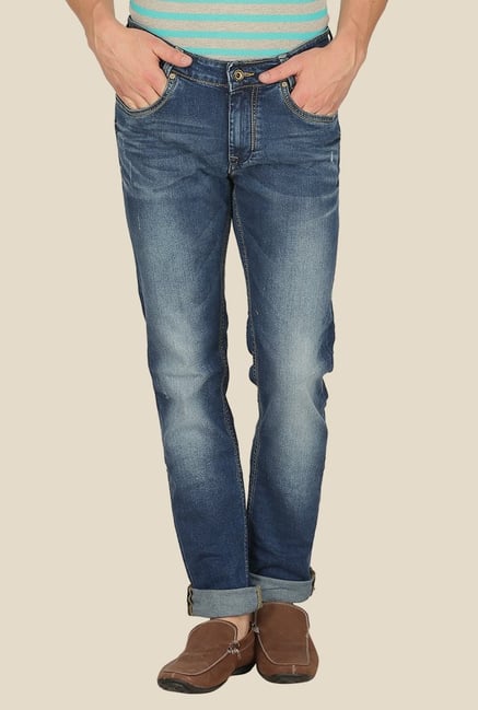 Mufti Blue Distressed Slim Fit Jeans Mufti Blue Distressed Slim Fit Jeans