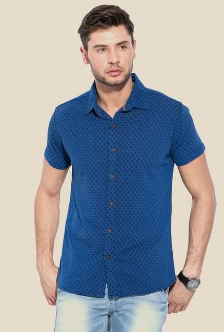 Mufti Royal Blue Printed Shirt Mufti Royal Blue Printed Shirt