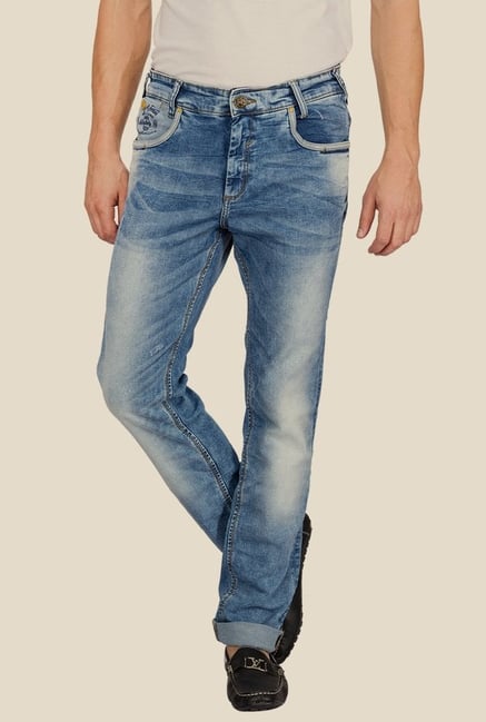 Mufti Blue Distressed Straight Fit Jeans Mufti Blue Distressed Straight Fit Jeans