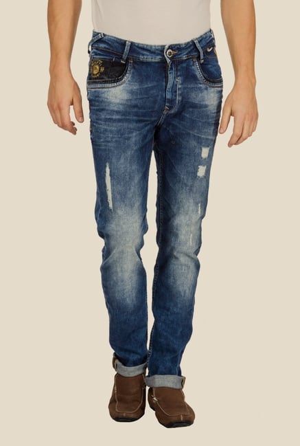 Mufti Blue Distressed Slim Fit Jeans Mufti Blue Distressed Slim Fit Jeans