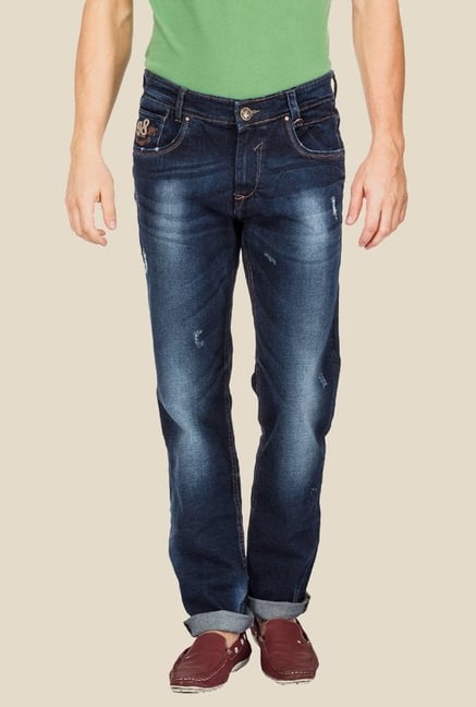Mufti Blue Distressed Straight Fit Jeans Mufti Blue Distressed Straight Fit Jeans