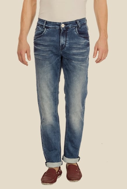 Mufti Blue Distressed Straight Fit Jeans Mufti Blue Distressed Straight Fit Jeans