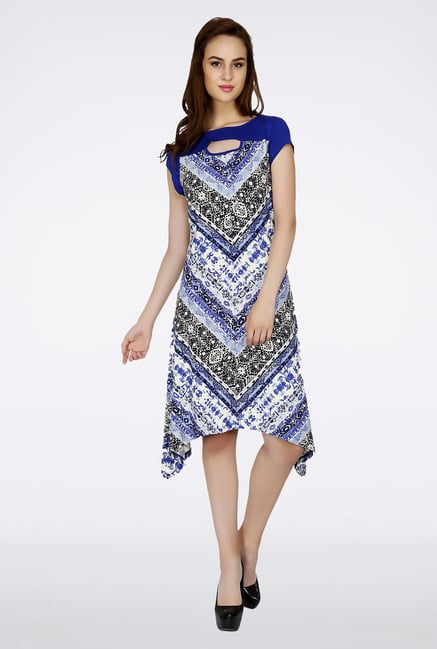 Fusion Beats Blue Printed Dress Fusion Beats Blue Printed Dress