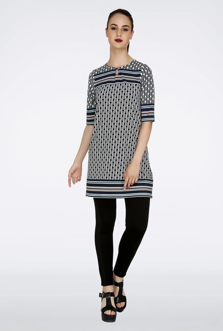 109 F Dark Blue Printed Tunic 109 F Dark Blue Printed Tunic