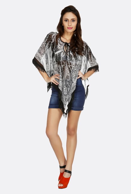 Fusion Beats Grey Printed Poncho Fusion Beats Grey Printed Poncho