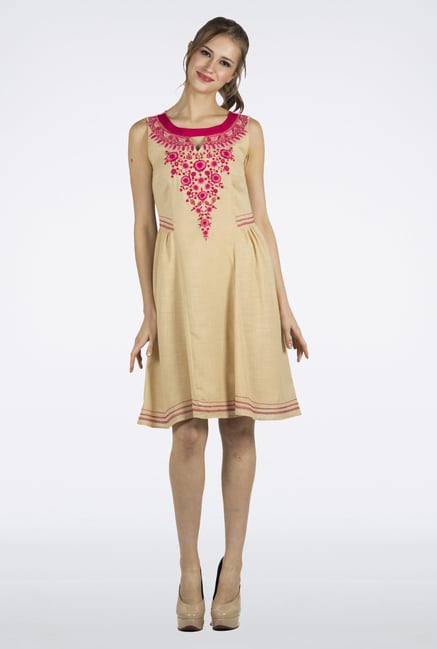 Fusion Beats Beige Embroidered Dress Fusion Beats Beige Embroidered Dress