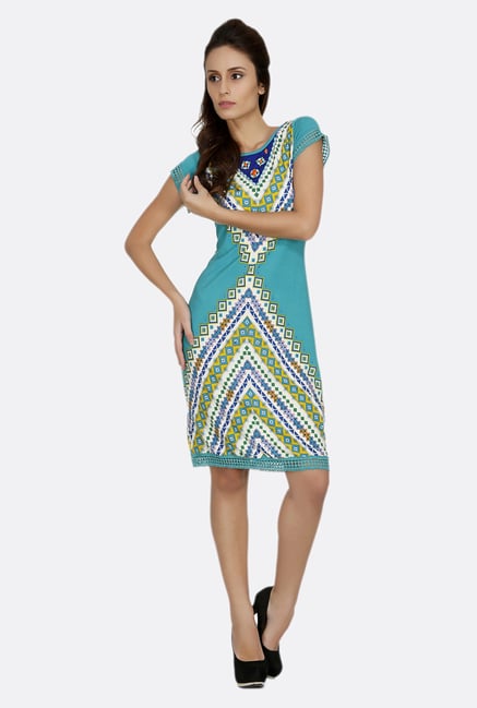 Fusion Beats Turquoise Printed Dress Fusion Beats Turquoise Printed Dress