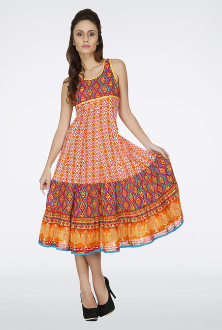 Fusion Beats Orange Printed Dress Fusion Beats Orange Printed Dress