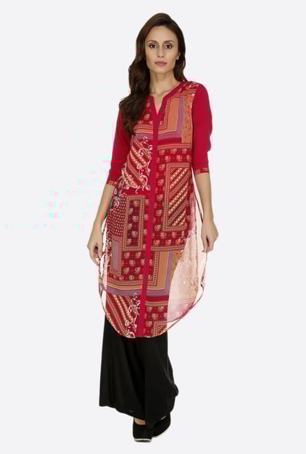 Fusion Beats Pink Printed Kurta Fusion Beats Pink Printed Kurta