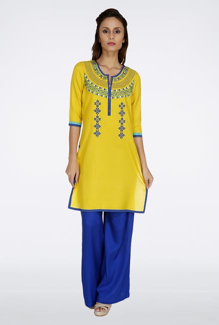 Fusion Beats Yellow Printed Kurti Fusion Beats Yellow Printed Kurti