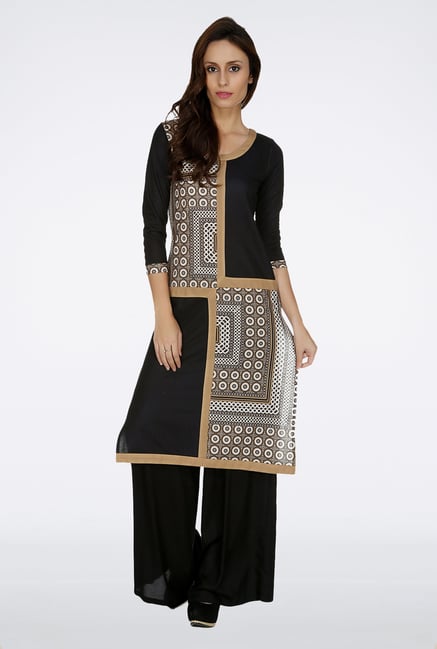 Fusion Beats Black Printed Kurta Fusion Beats Black Printed Kurta