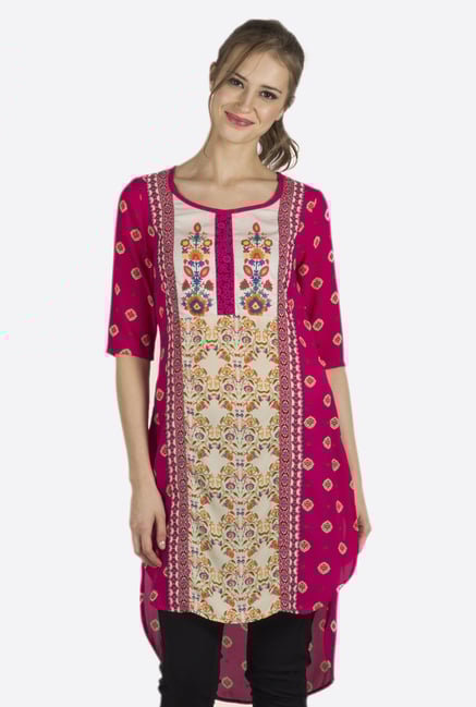 Fusion Beats Pink Printed Kurti Fusion Beats Pink Printed Kurti
