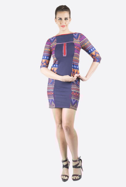 Fusion Beats Navy Printed Dress Fusion Beats Navy Printed Dress