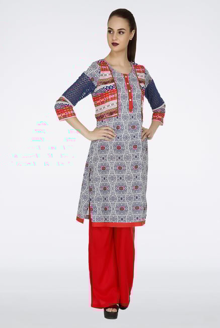 Fusion Beats Multicolor Printed Polyester Kurta Fusion Beats Multicolor Printed Polyester Kurta