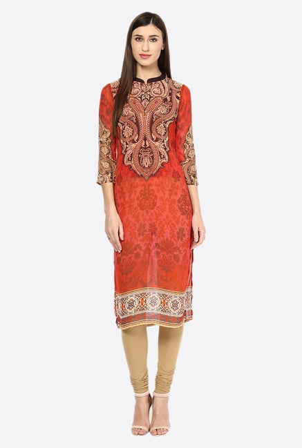 Fusion Beats Red Printed Kurta Fusion Beats Red Printed Kurta