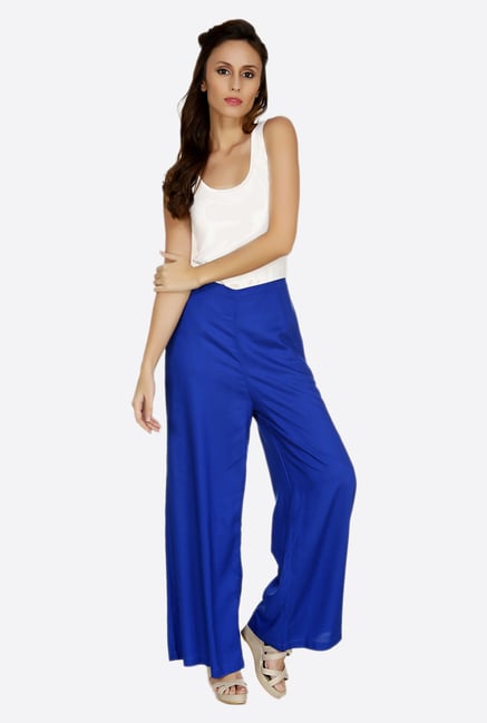 Fusion Beats Blue Solid Palazzos Fusion Beats Blue Solid Palazzos