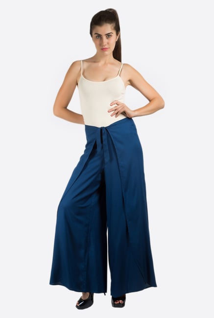 Fusion Beats Dark Blue Solid Palazzos Fusion Beats Dark Blue Solid Palazzos