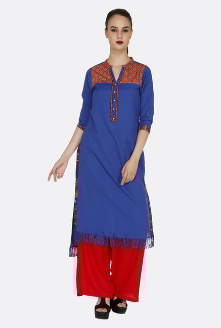 Fusion Beats Royal Blue Solid Kurta Fusion Beats Royal Blue Solid Kurta