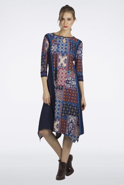 Fusion Beats Navy Printed Kurta Fusion Beats Navy Printed Kurta