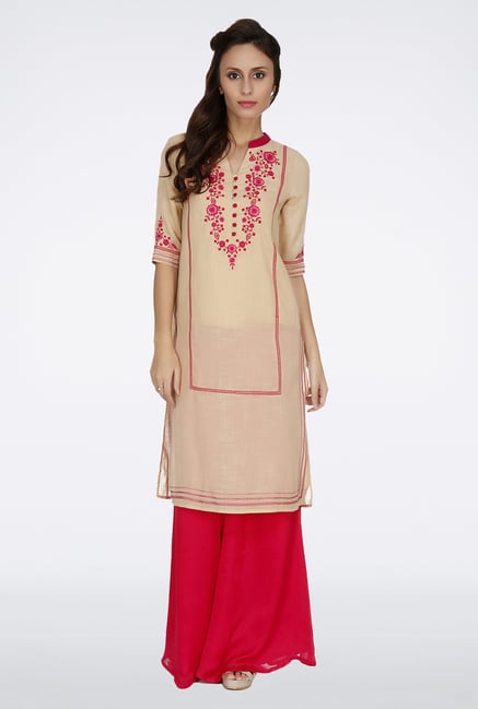 Fusion Beats Beige Printed Kurta Fusion Beats Beige Printed Kurta