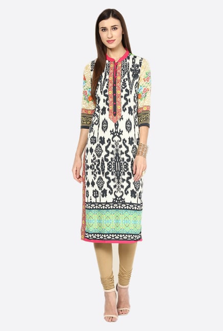 Fusion Beats Off White Printed Kurta Fusion Beats Off White Printed Kurta