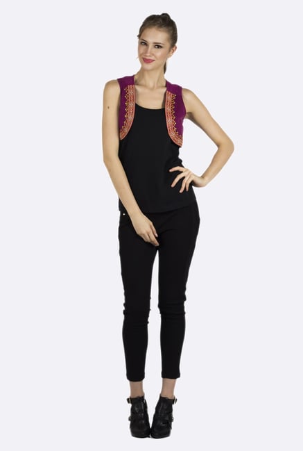 Fusion Beats Purple Embroidered Shrug Fusion Beats Purple Embroidered Shrug