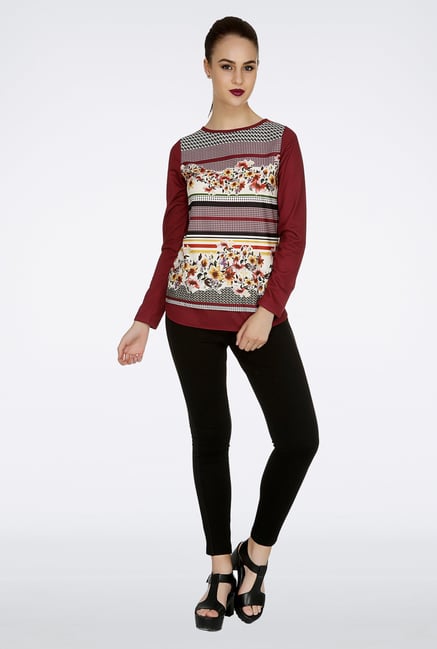 109 F Maroon Printed Top 109 F Maroon Printed Top