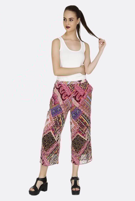 Fusion Beats Pink Printed Culottes Fusion Beats Pink Printed Culottes