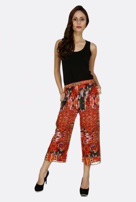 Fusion Beats Orange Printed Culottes Fusion Beats Orange Printed Culottes