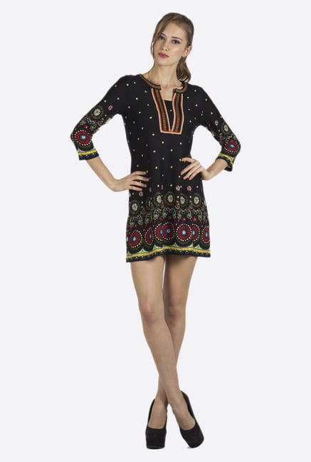 Fusion Beats Black Printed Tunic Fusion Beats Black Printed Tunic