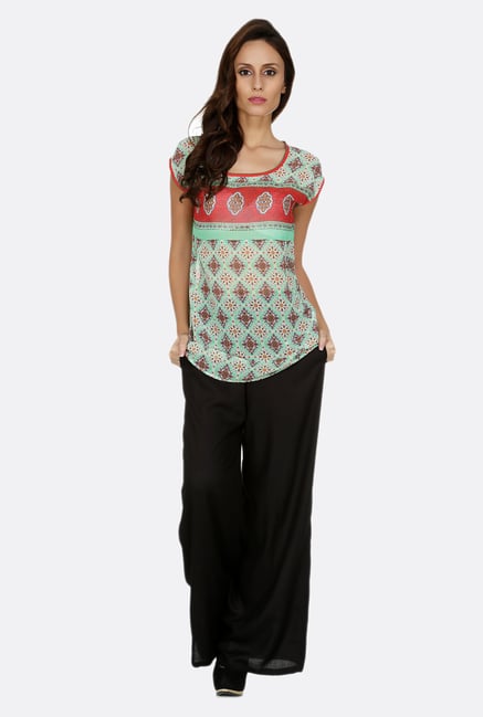 Fusion Beats Green Printed Top Fusion Beats Green Printed Top
