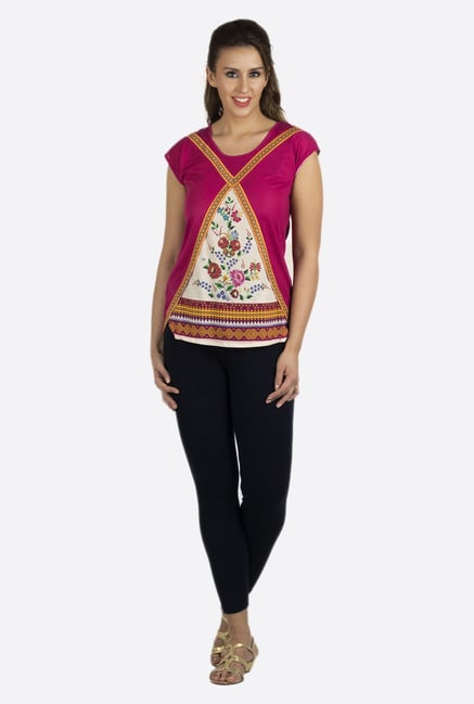 Fusion Beats Magenta Printed Top Fusion Beats Magenta Printed Top