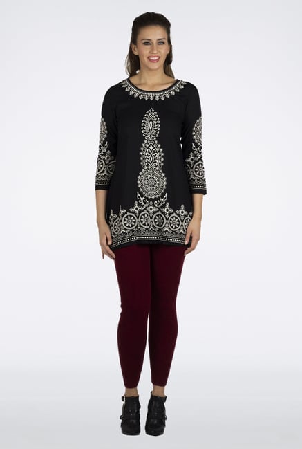 Fusion Beats Black Printed Tunic Fusion Beats Black Printed Tunic