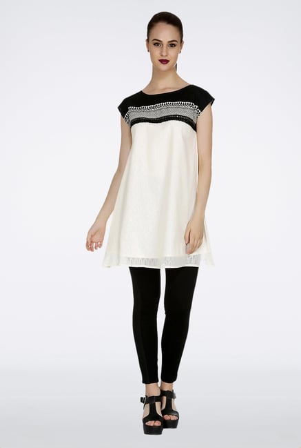Fusion Beats Off White Solid Tunic Fusion Beats Off White Solid Tunic
