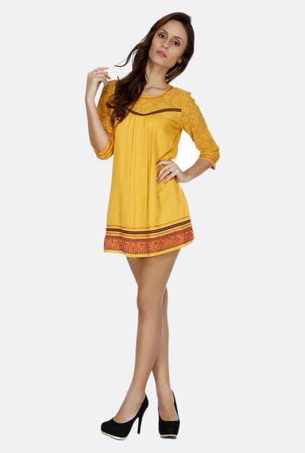 Fusion Beats Yellow Lace Tunic Fusion Beats Yellow Lace Tunic