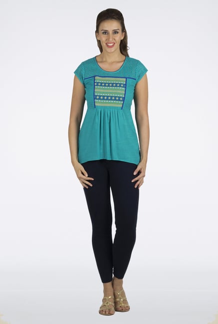 Fusion Beats Turquoise Printed Top Fusion Beats Turquoise Printed Top