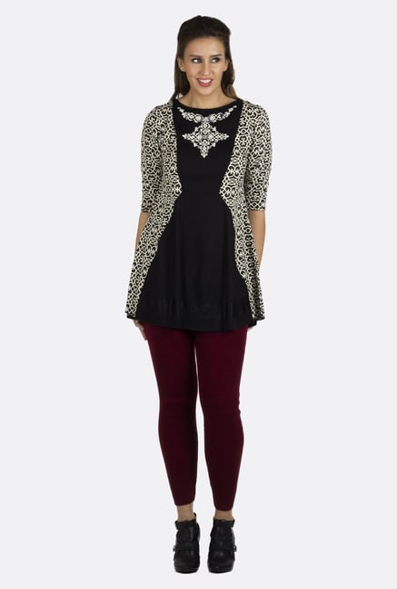 Fusion Beats Black Printed Tunic Fusion Beats Black Printed Tunic