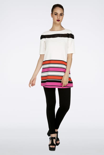 109 F Off-White Striped Tunic 109 F Off-White Striped Tunic