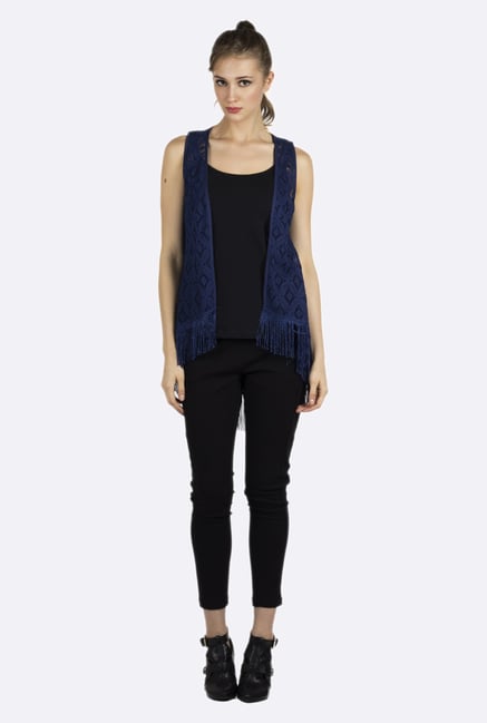 Fusion Beats Dark Blue Lace Shrug Fusion Beats Dark Blue Lace Shrug