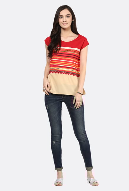 Fusion Beats Beige Printed Top Fusion Beats Beige Printed Top