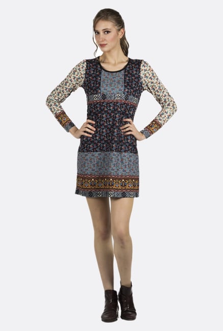 Fusion Beats Black Floral Printed Tunic Fusion Beats Black Floral Printed Tunic